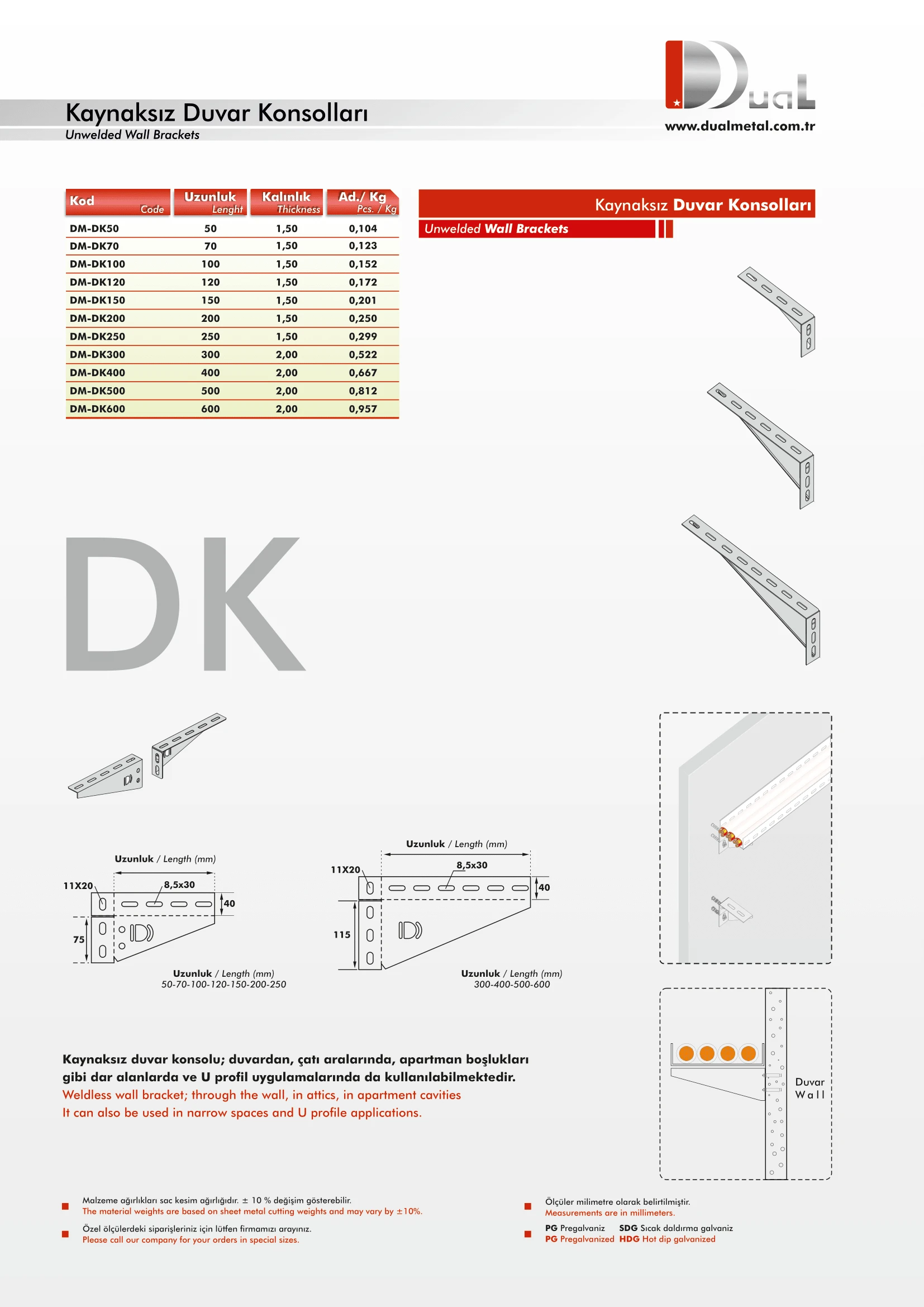 Kaynaksız Duvar Konsolları