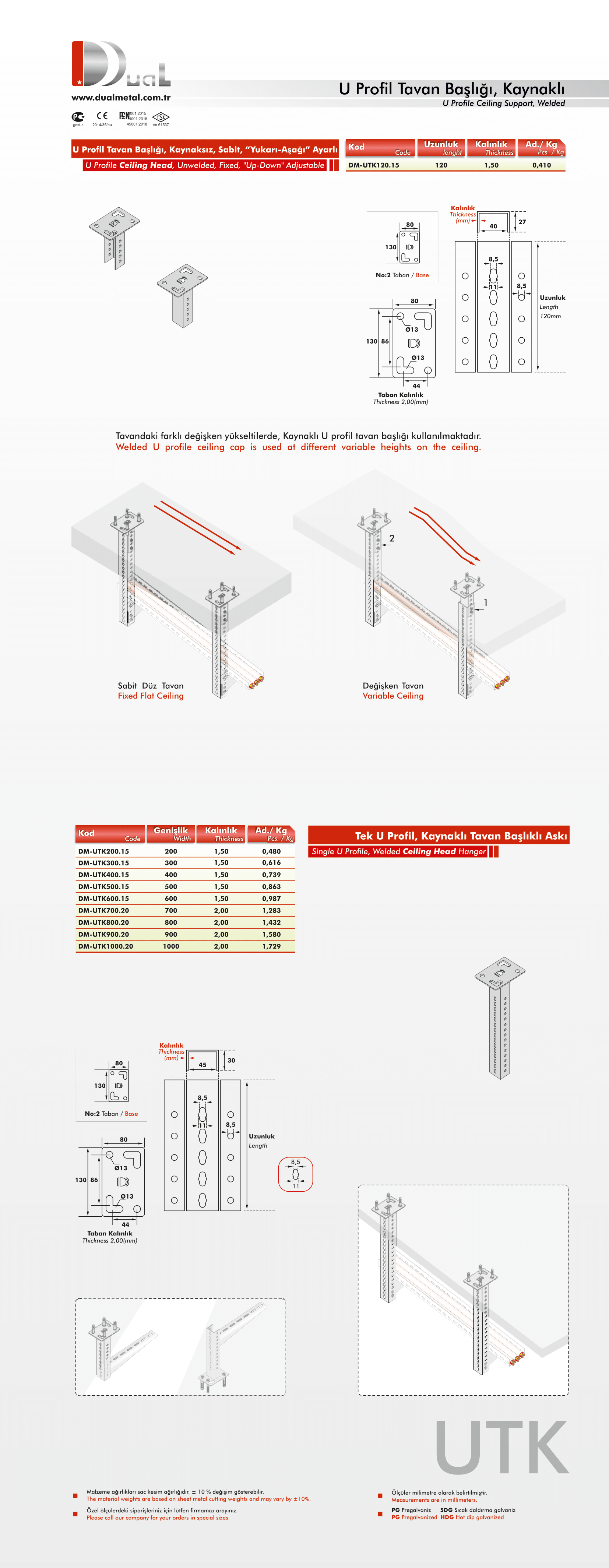 Kaynaklı Tavan Başlığı (Tekli)