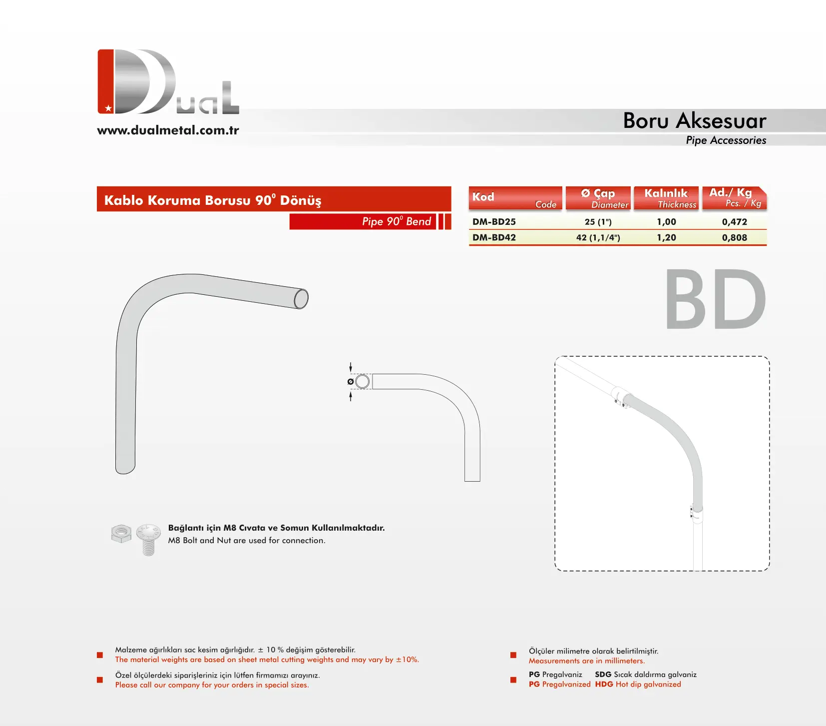 Kablo Koruma Boru Dönüş Elemanları